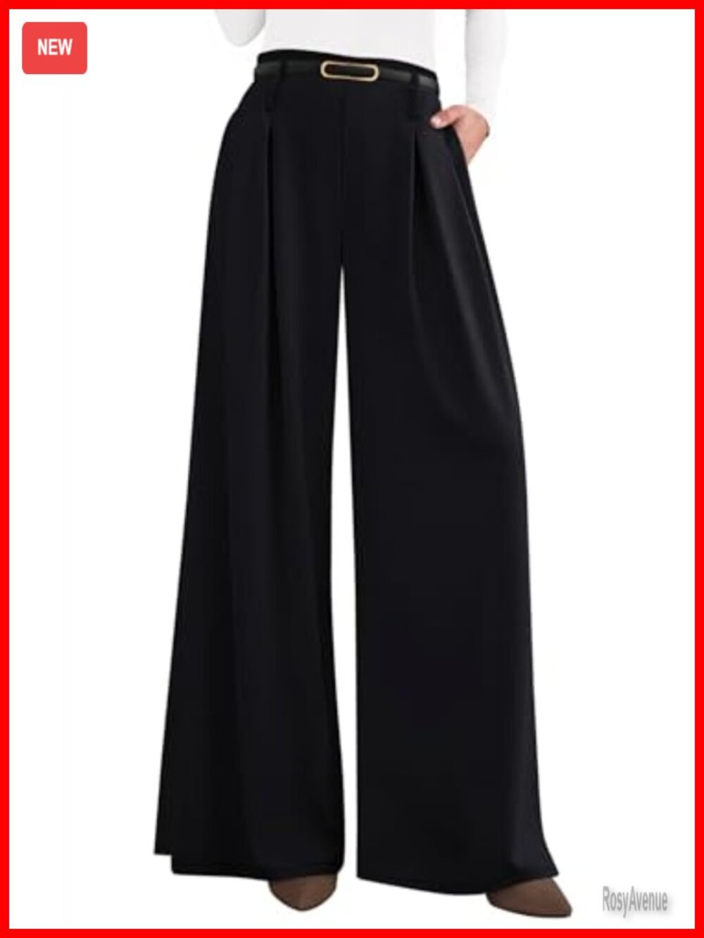 Wide Leg High Waisted Dress Pants Flowy Palazzo Trousers